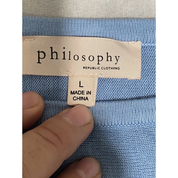 Philosophy Women’s Tie Dye Sweater Reef Blue Pullover Crew Neck Size Large - Picture 7 of 10